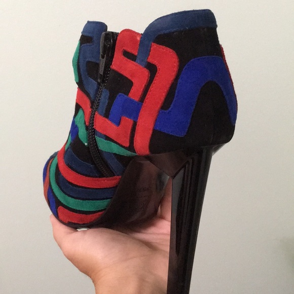 Pierre Hardy Suede Peep Toe Ankle Boots - Picture 3 of 8